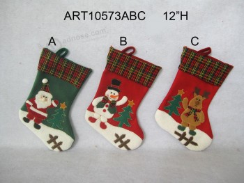 Wholesale Santa Snowman Reindeer Christmas Stocking with Plait Cuffs