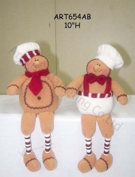 Wholesale Button Legged Gingerbread Couple, 2 Asst-Christmas Decoration
