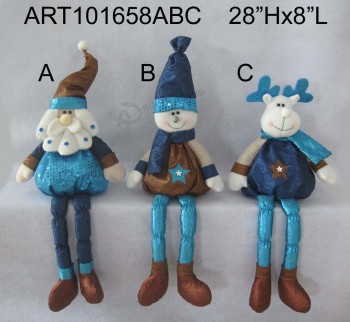 Wholesale Long Legged Santa, Snowman and Moose Sitter Decoration-3asst