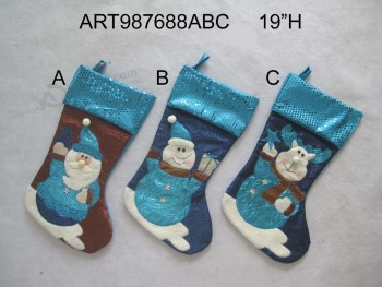 도매 산타 눈사람과 사슴 크리스마스 스타킹, 3 asst