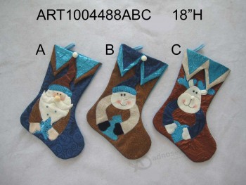 Wholesale Santa, Snowman and Moose Christmas Stocking, 3 Asst