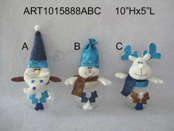 Wholesale Santa, Snowman and Moose Candy Jar Christmas Souvenir, 3 Asst