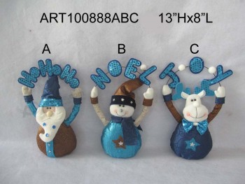 Venta al por mayor Santa muñeco de nieve y alces con decoración de signo de saludo de chispa, 3 asto