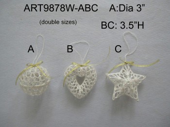 卸売白いかぎ針編みのクリスマスの装飾贈り物-3asst.