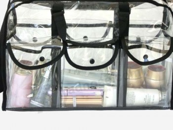 Transparent PVC beauty large clear makeup bag, Large capacity clear PVC cosmetic plastic bag beach bag with your logo