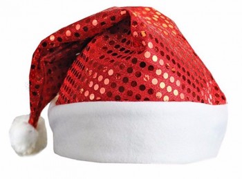 批发热卖促销定制天鹅绒红色圣诞圣诞老人帽子的礼物