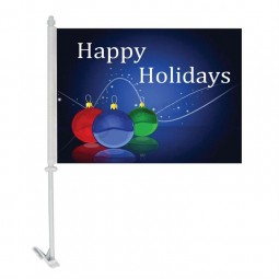 Al por mayor personalizado alto-Fin de Navidad banderas de poliéster ventana de coche en blanco banderas decoraciones de Navidad