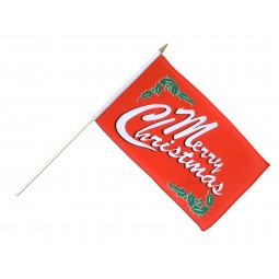 Custom Printing Polyester Christmas Hand Flags with high quality and any size