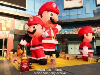 Fabrik benutzerdefinierte luStige Weihnachten Mario aufblaSbare Cartoon, aufblaSbare Super Mario