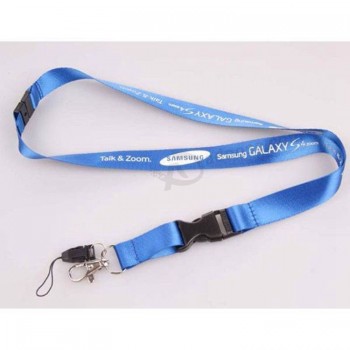 Customized polyester material cheap double clip woven lanyards with no minimum order