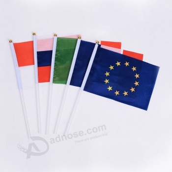 Groothandel op maat gemaakte logo outdoor hand held vlaggen, promotiEenle hand vlaggen
