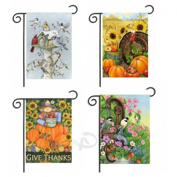 Lovely Cartoon Design Garden Flag Hot Thanksgiving Garden Banners with high quality and any size