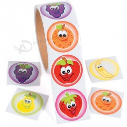 Fábrica proporcionar eco-Pegatinas personalizadas coloridas y agradables de grado alimenticio de frutas