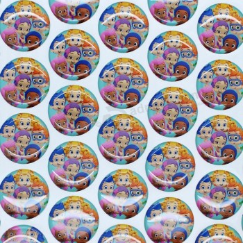 Colorful backgroud soft rubber 3D dome round clear bottle cap stickers