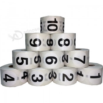Glossy white paper round serial number labels & stickers printing