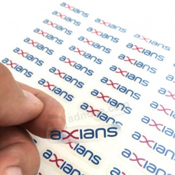 Popular atacado logotipo impressão vinil transparente rótulo claro adesivo