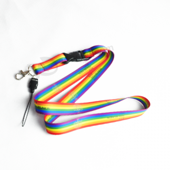New products promotional pretty good quality rainbow colorful custom lanyard with your logo