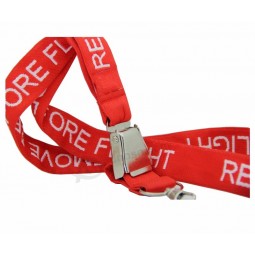 The High Quality Polyester Woven Logo Custom Lanyard with Seatbelt Detachable Metal Airplane Buckle