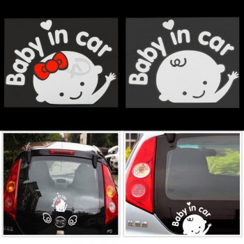 3D мультфильм автомобиль наклейки отражающий виниловый стиль ребенка в автомобиль потепления автомобиль наклейка ребенка на борту на заднем лобовом стекле