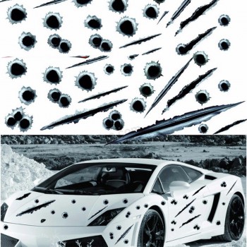 Kogelgaten litteken kras 3d-effect auto stickers auto stickers staart doos sticker