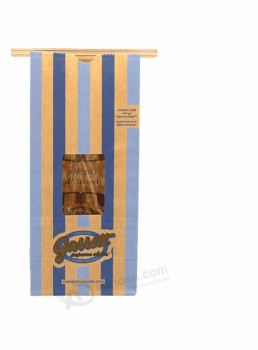 Sacchetto di chiusura lampo per alimenti/ Logo personalizzato stampato sacchetto di pane in carta kraft marrUno con finestra