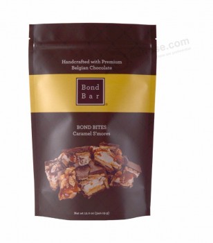 高品质棕色牛皮纸袋，带拉链，用于巧克力包装