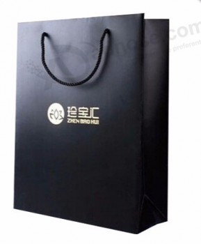 Customized glossy cardboard handle makeup paper bag with low cost