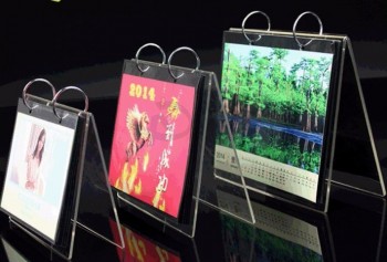 2015 Calendario hecho a mano de acrílico de escritorio, reloj digital con escritorio de temperatura de calendario