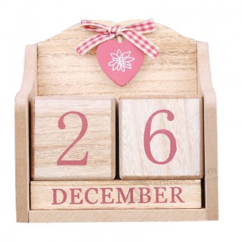 Olpchee nieuwigheid diy houten blokken dagelijkse eeuwigdurende bureau kalender fotografie rekwisieten kerst ambachten kantoor aan huis dEcoratie