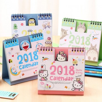 Calendario 2018 personajes de dibujos animados lindo calendario de papel de escritorio planificador de tabla diario doble planificador agenda anual organiz