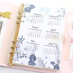 Domikee original criativo bonito 2018 ano calendário índice divisor de papel, desenhos animados 6 furos fichário planejador notebooks acessórios