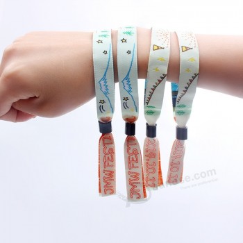 Festival Custom Logo Adjustable Woven Wristbands Wholesale