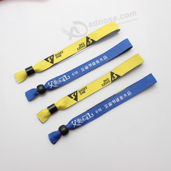 Event Custom Design Embroidery Polyester Wristband With Plastic Closure