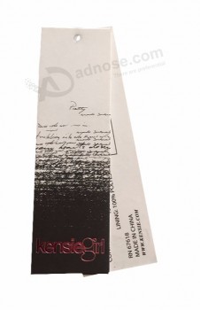 Fábrica de papel personalizado etiqueta colgante agujero impresión jeans colgar etiqueta
