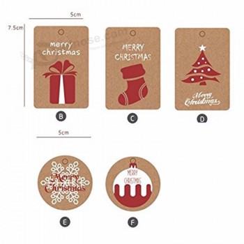 Etiquetas de embalaje de regalo de Navidad de impresión personalizada, etiquetas colgantes de papel