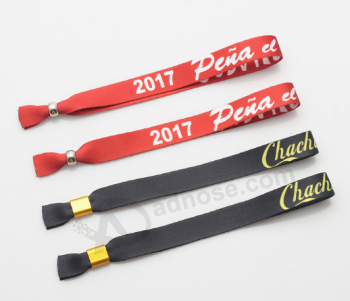 Adjustable soft event polyester printed fabric wristband with plastic clip