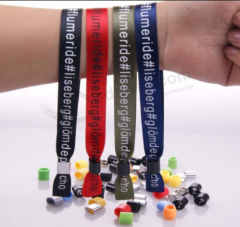 Colorful polyester one time use security printed fabric wristbands