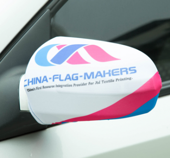 Snelle levering personaliseer polyester auto spiegel dekking vlag