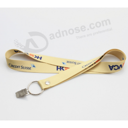 Fashion Polyester sublimation flat lanyard with keyring