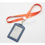 Cheap exibition business card holder lanyard with metal hook