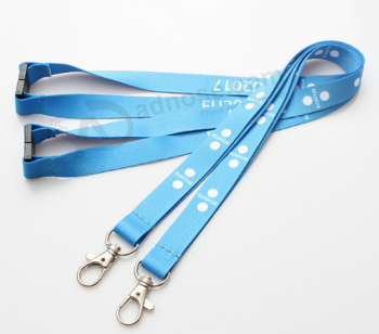 Wholesale custom polyester double clip lanyard manufacturer