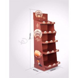 Soporte de exhibición de cartón personaLizado, estante de exhibición de piso de cartón corrugado, unidad de estantería de soporte de exhibición de papeL