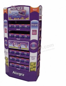 Custom cardboard small shelves pharmacy display stand for advertising