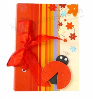 Lovely cartoon style 3d coccinella septempunctata handmade 5x7 photo album with ribbon and your logo