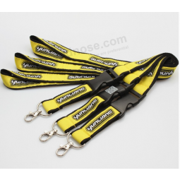 Factory direct sale polyester woven lanyard with clasp