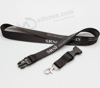 Oem Eco-VriendeLijke op maat gemaakte zwarte Letter Lanyards poLyester pLain woven Lanyard