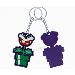 Professional cheap custom pvc key rings flower keychain