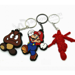 Personalized decoration cartoon rubber key tags pvc key ring