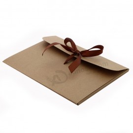 Fancy gift kcraft paper envelopes with ribbon