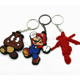 Keychain mignon en gros de dessin animé keychain en caoutchouc fait sur commande